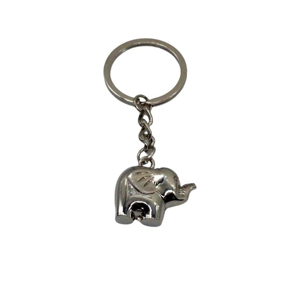 Metallic Elephant Keychain With Silver Tone Finish & Functional Compact Design‎